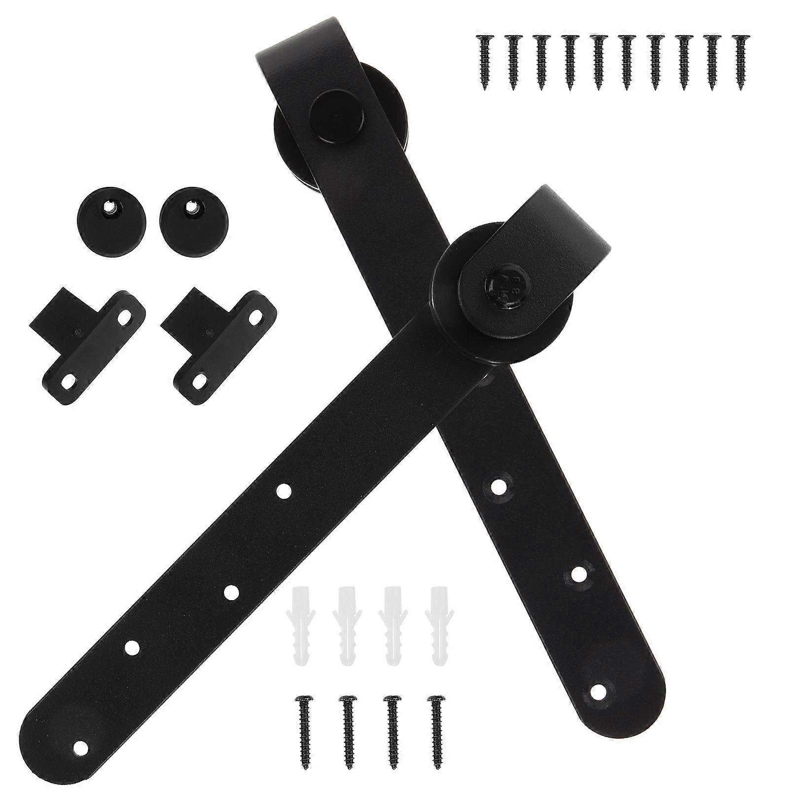 Black Mini Barn Door Hardware Kit for Sliding Cabinet Door Rollers 1Set