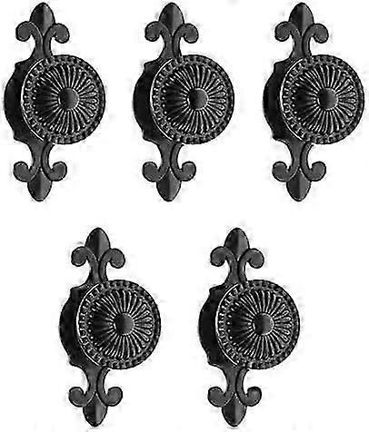 5Pcs Pulls Handles Knobs for Drawer Door Kitchen,Cabinet Knobs Furniture Wardrobe Round Antique - Black