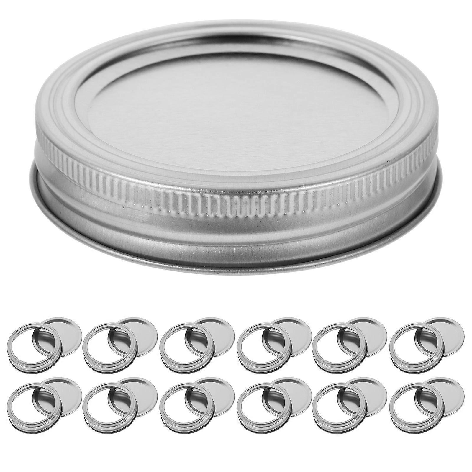 Multipurpose Canning Lids and Rings Wide Mouth Reusable Stylish Design for Jars Silver 12Set