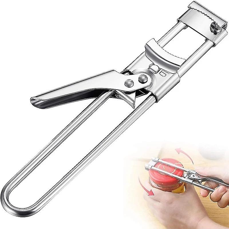 Adjustable Bottle Cap Opener Multi-function Jar Opener Stainless Steel Labor-saving Screw Can Opener For1 Piecesilver