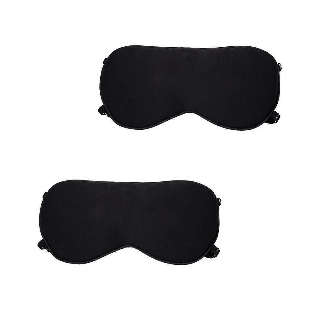 Sleeping Eyeshade Eye Patch For Travel Home Hotel Train Light Blocking Comfortable Double Adjustable Strap Black 2Pcs