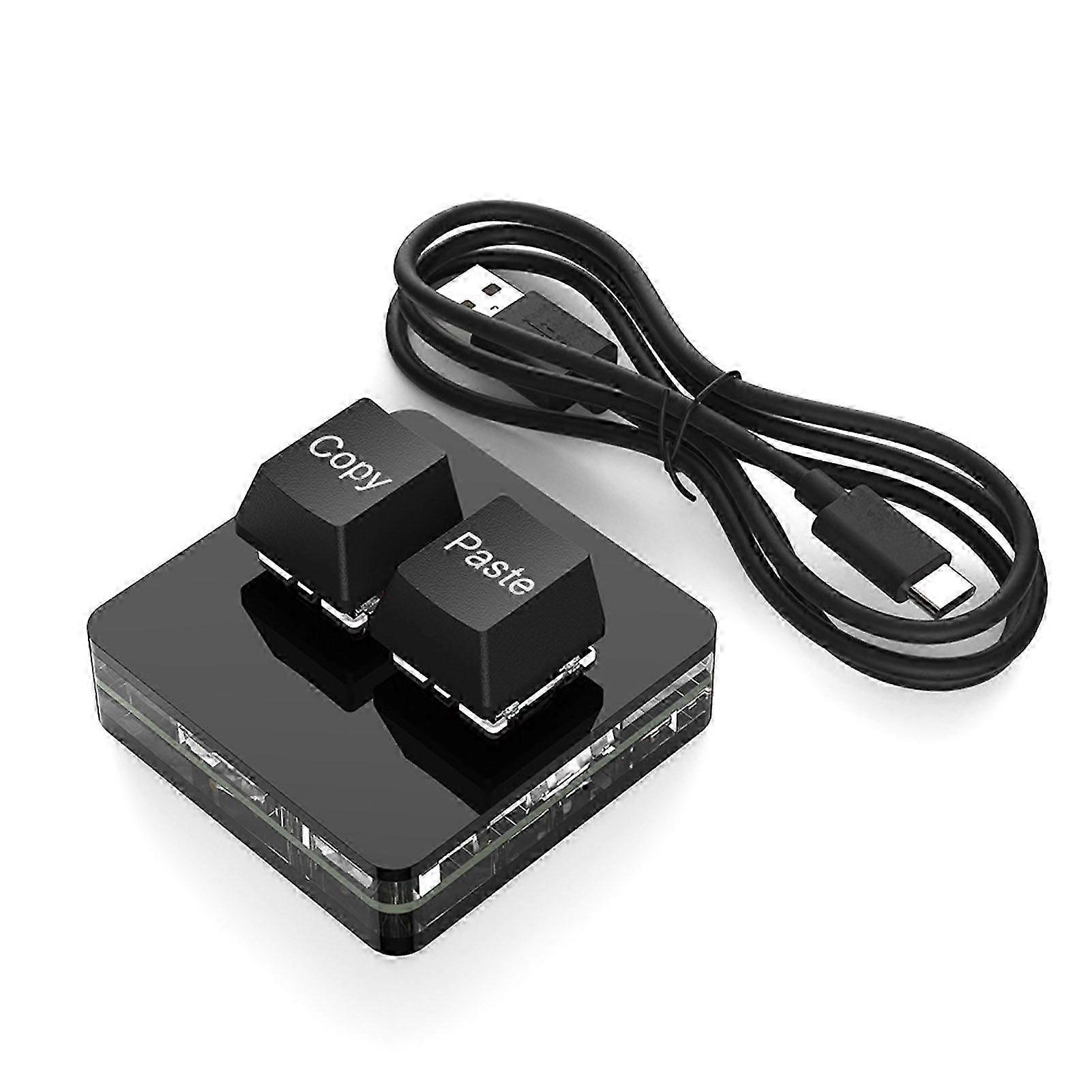 Wired External Copy & Paste Keyboard with Type-C Interface 2 Keys Hot Swappable Mechanical Switch Keyboard Shortcuts with Colorful Backlight Mini Gami