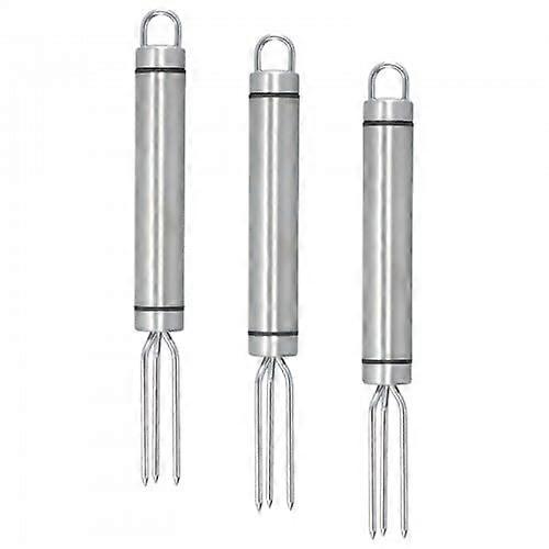 Pack of 3 jacket potato forks, 18.3 x 1.9 cm, stainless steel potato fork, corn fork with 3 prongs, silver, reusable