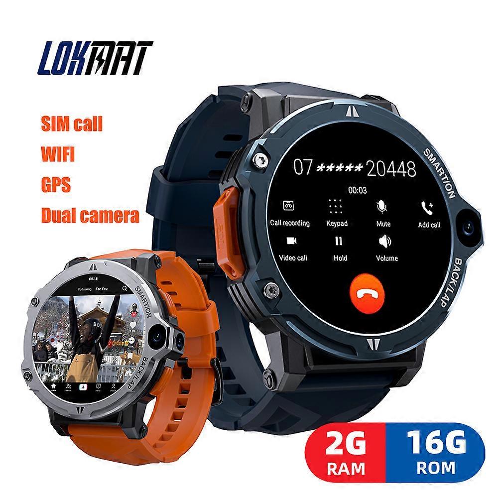 LOKMAT Black Android Smartwatch - Student Call, 16G Memory, Dual Camera, GPS, WiFi