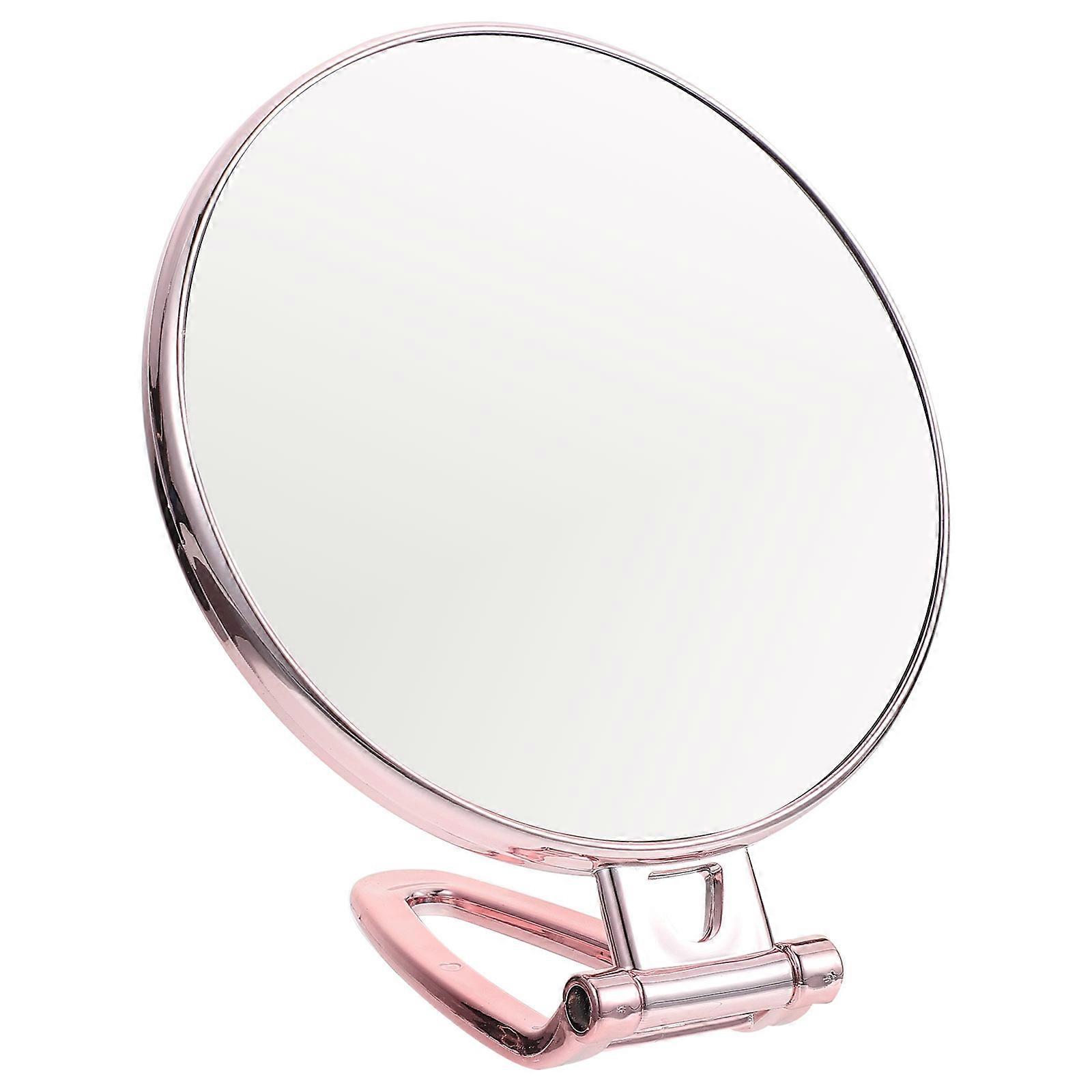 Light Mirror Magnifying Handheld Mirror Double Sided For Ladies Rose Gold 29x12.5cm Swivel 1Set