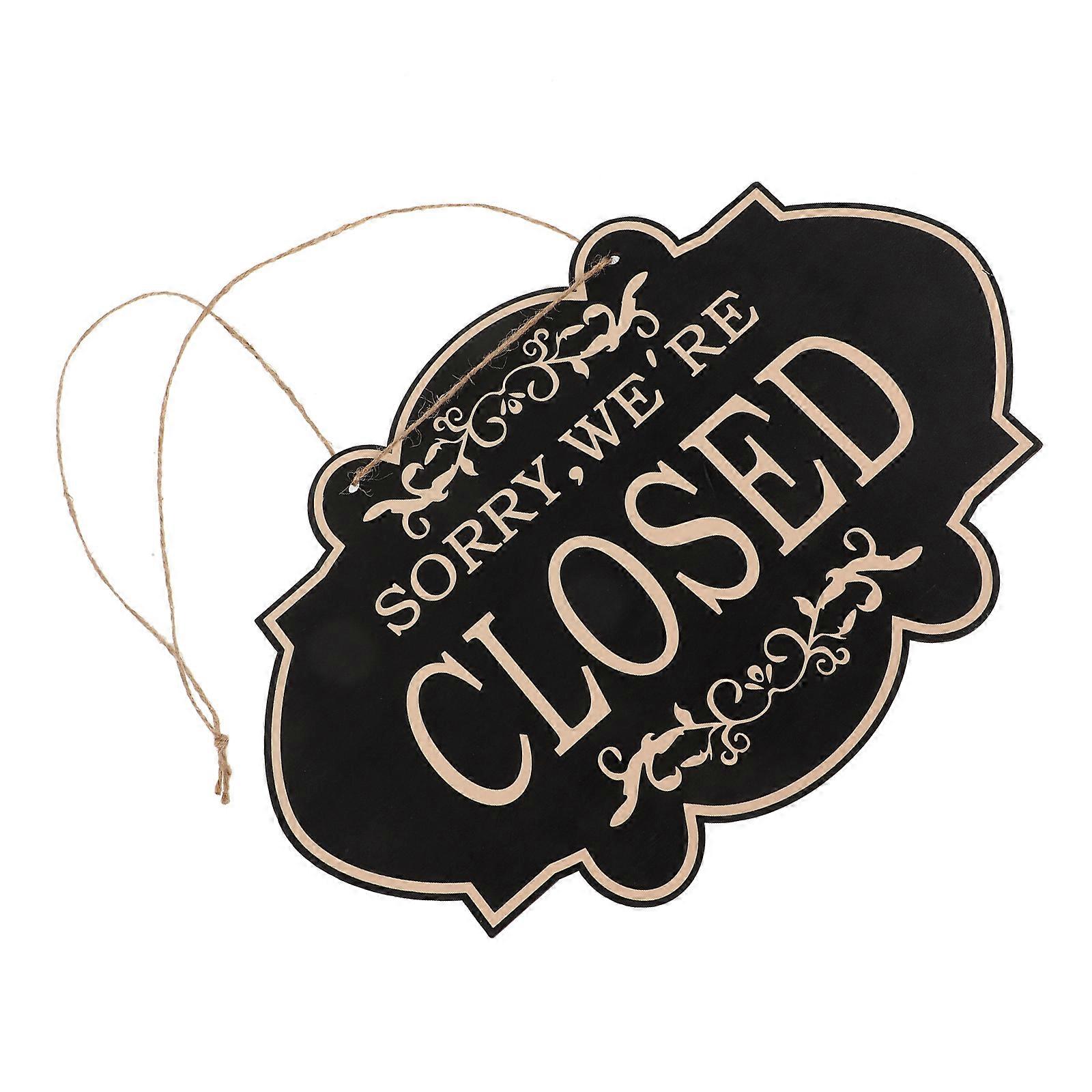 Front Door Decorations Open Closed Sign for Business Indicate Store Status Black 30X19X0.4CM 1Pcs