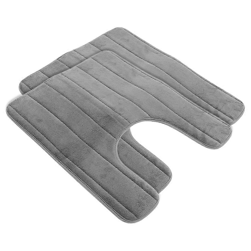 U Shaped Memory Foam Toilet Mat Non Slip, Absorbent Bathroom Rug for Home Washroom Safety, Deep Grey