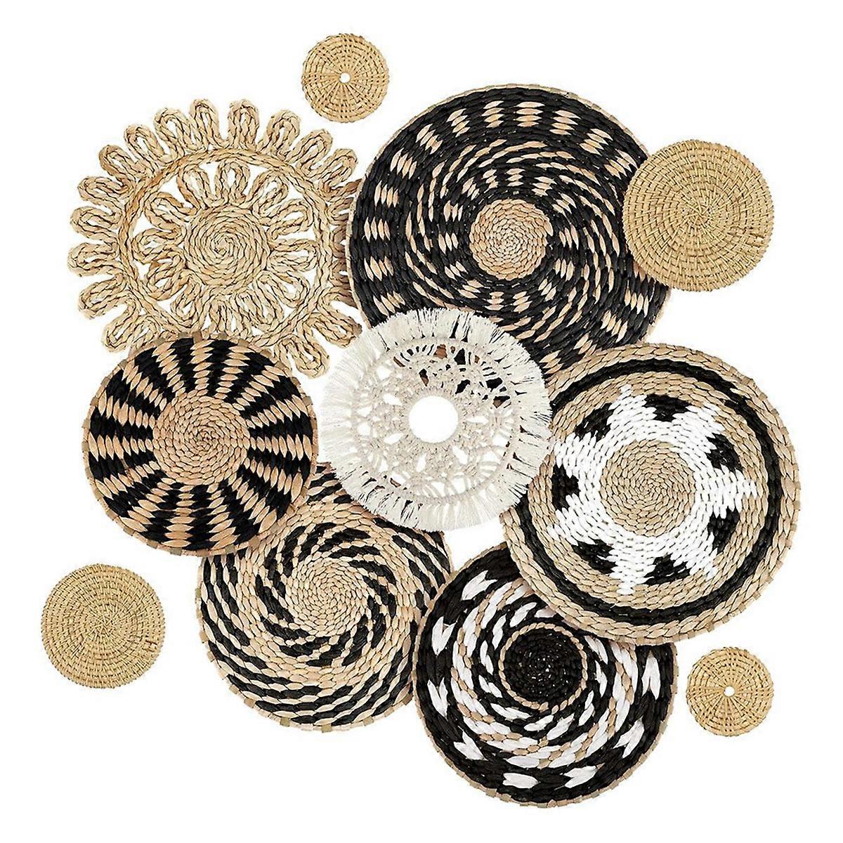 11 Pcs Boho Wall Basket Decor Decorative Bulrush Woven Basket