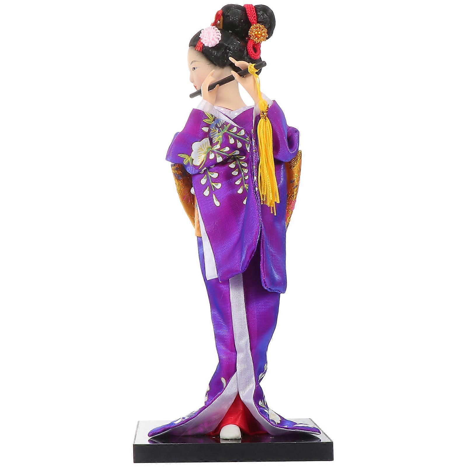 Geisha Japanese Doll Indoor Space Enhancement Gypsum 9.1X3.9X3.9in 1Pc