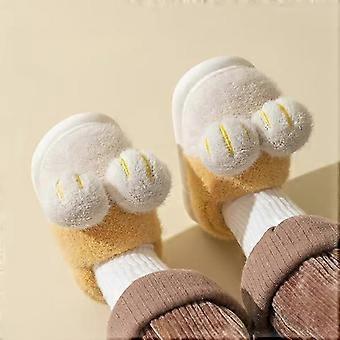 Winter Warm Fur Slippers for Kids Cute Non Slip Soft Shoes Comfort Flat Heel Home Indoor Bedroom Plush Slippers