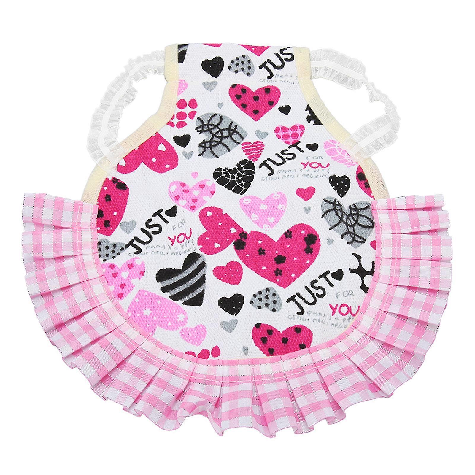 Chicken Harness Cute Plaid Print Ruffle Hem Comfortable Breathable Pet Poultry Walking Harness for Chicken Duck Goose Loving Heart
