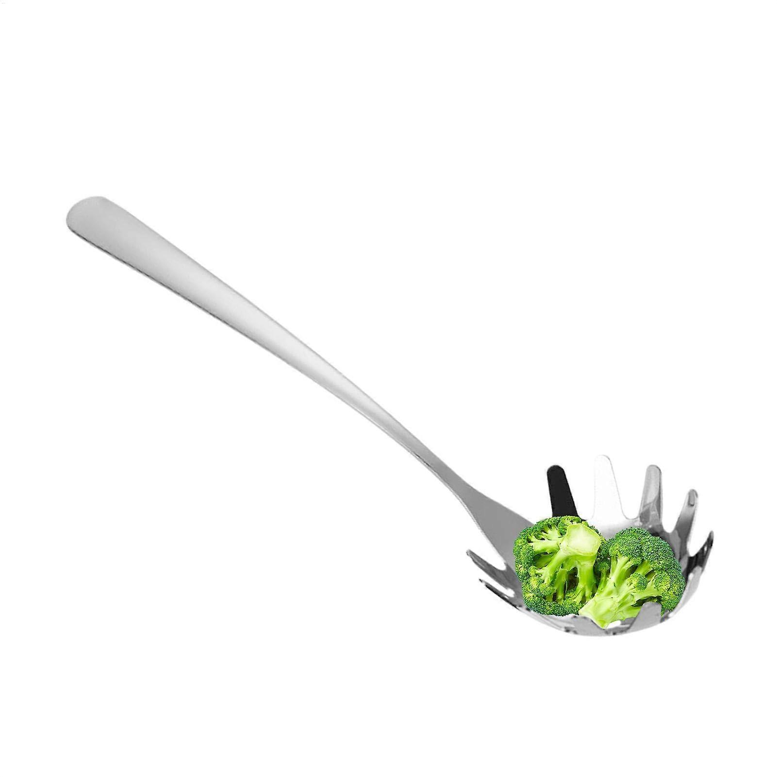 spaghetti server, noodle spoon with teeth, stainless steel, pasta strainer