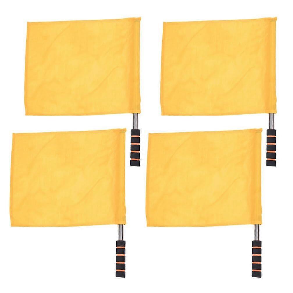 4 Piece Referee Flags with Metal Handle, Soccer and Volleyball Linesman Signal Flags, Durable and Lightweight
