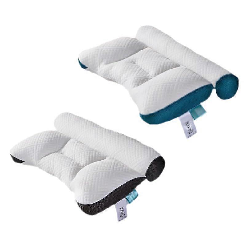 Pinnoize Improved version of pillow Ergonomic goose down pillow, neck strain (gray) Combo Grey Blue Medium