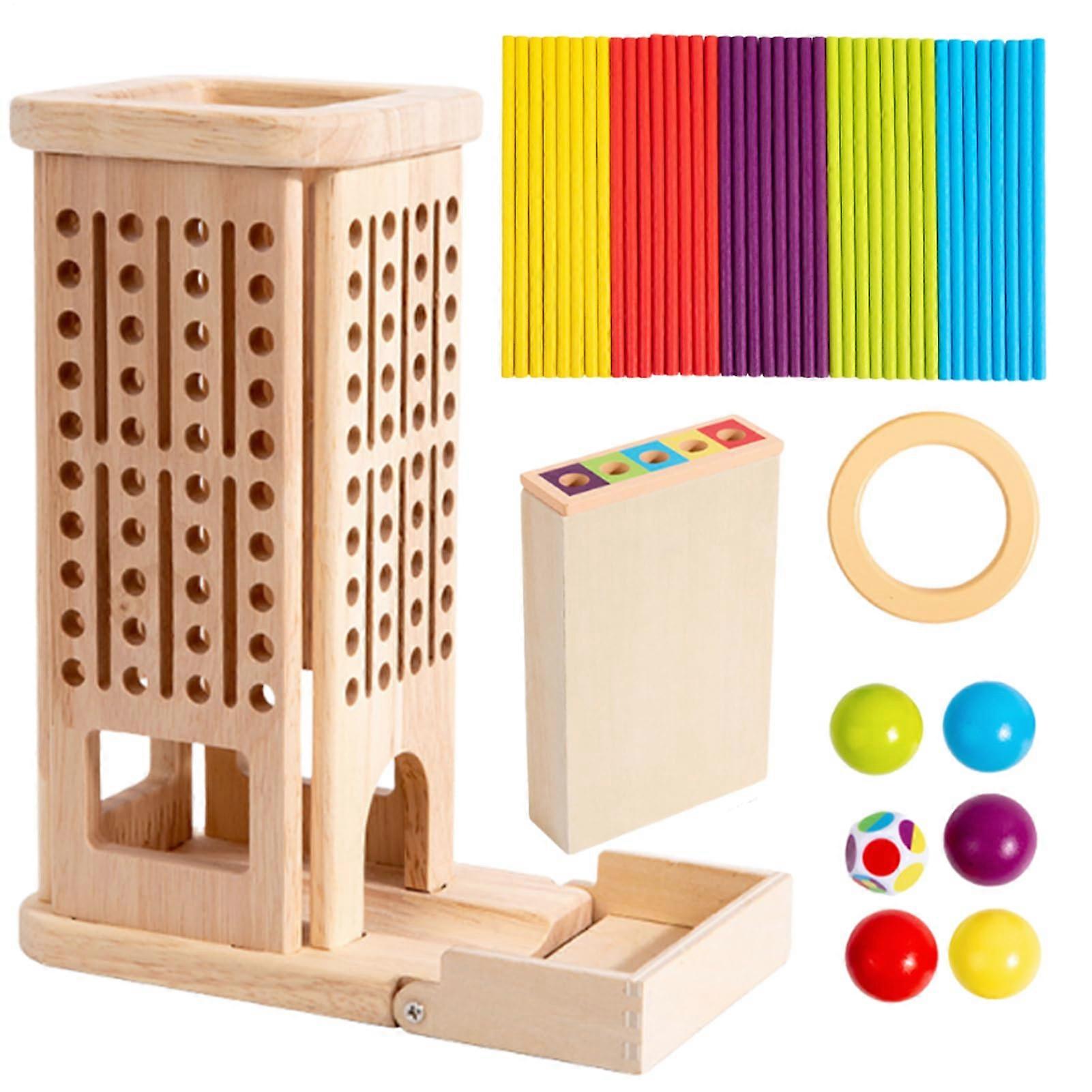 Staebchen Wuerfelspiel Wooden Chopsticks Dice Game For Fine Motor Skills Colorful Learning Board For Early Development