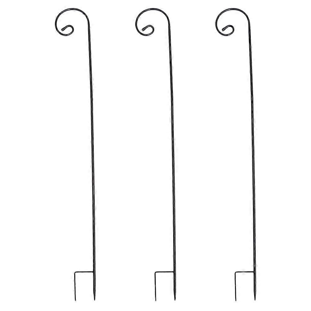 Bird Feeding Pole Iron Garden S Hooks Black Easy to Install for Courtyard 3Pcs