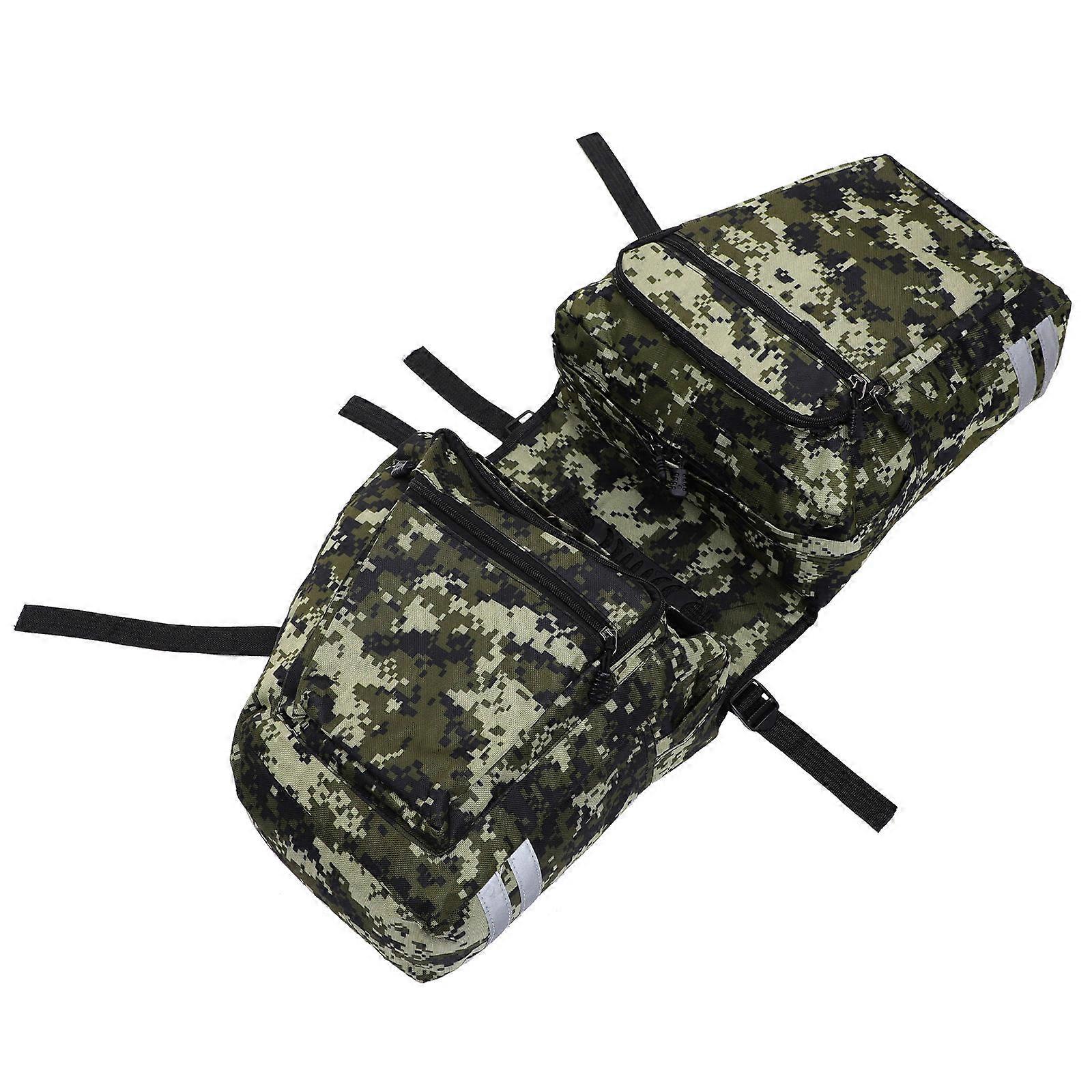 Rear Rack Bike Bag Waterproof Camo Canvas Rear Seat Bag for Cyclists 30.00X30.00X20.00CM Large Capacity 1Set