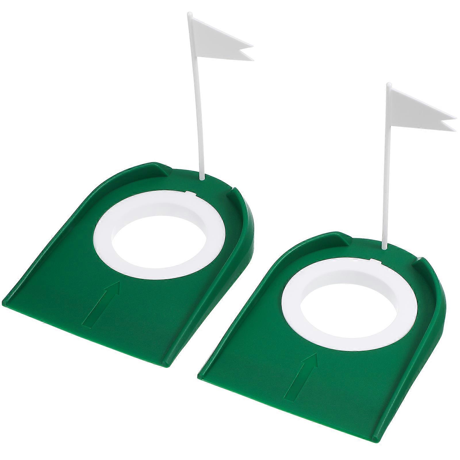 2pcs Detachable Indoor Golf Putting Cups Portable Trainer Discs with Flags for Office Home Backyard Practice PP Material