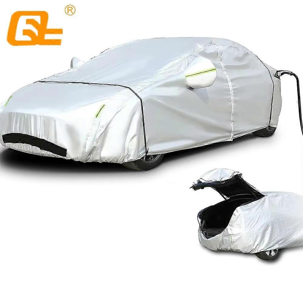 Car Cover Custom Fit for Tesla Model 3 Waterproof All Weather Rain Windproof with Charging Port Ventilated Mesh Zipper Door