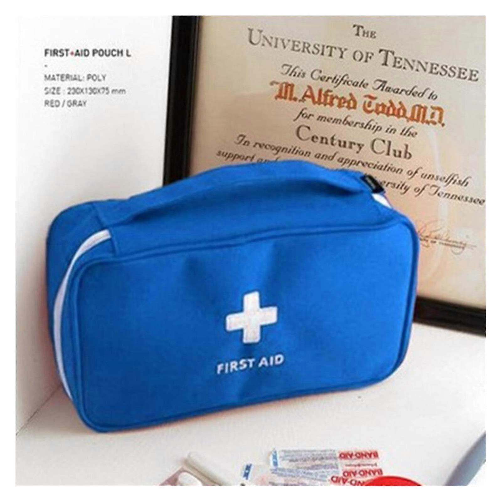 Portable Camping First Aid Kit Emergency Pill Bag Storage Case Waterproof (Large Blue)