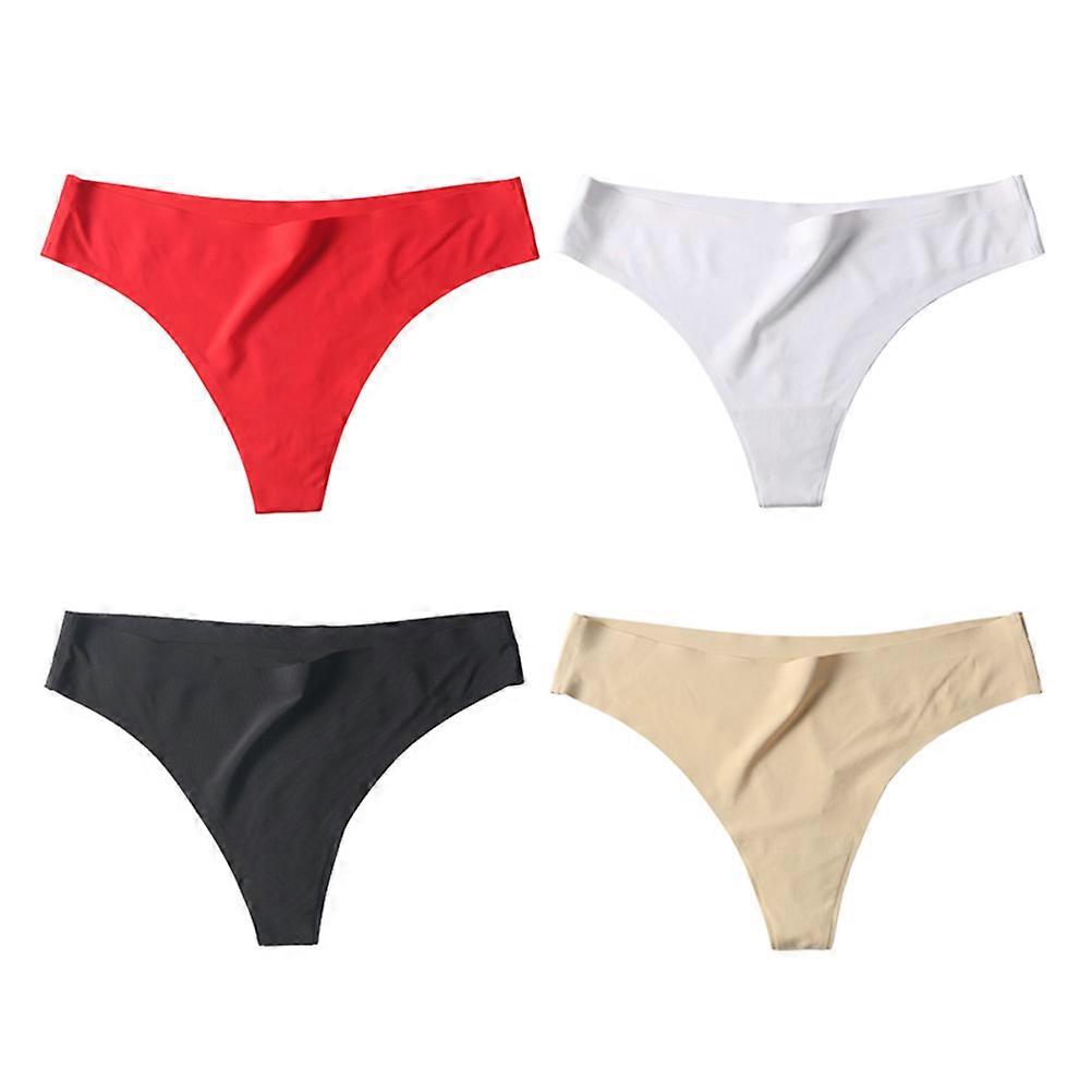 Comfortable Soft Briefs Mid-to-low Waist T-back Underwear for Women Everyday Wear White 4Pcs