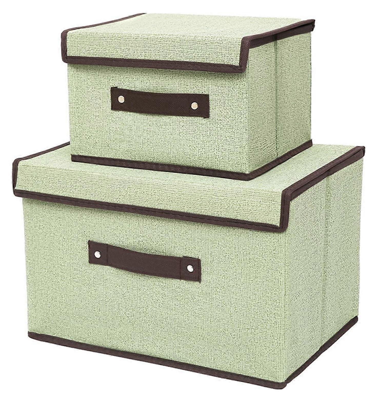 Toy Storage Organizer, Foldable Fabric Storage Bins, 2-Pack with Lid, Green Toy Organizer for Playroom and Office