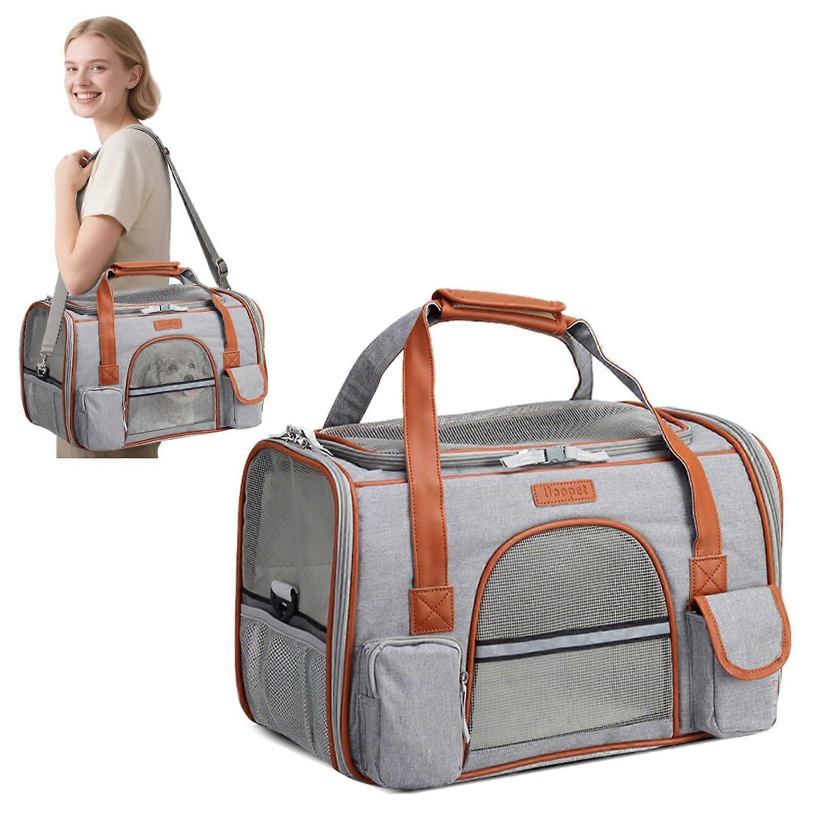 Cat and Dog Transport Box with Removable Mat, Foldable Breathable Cat Bag