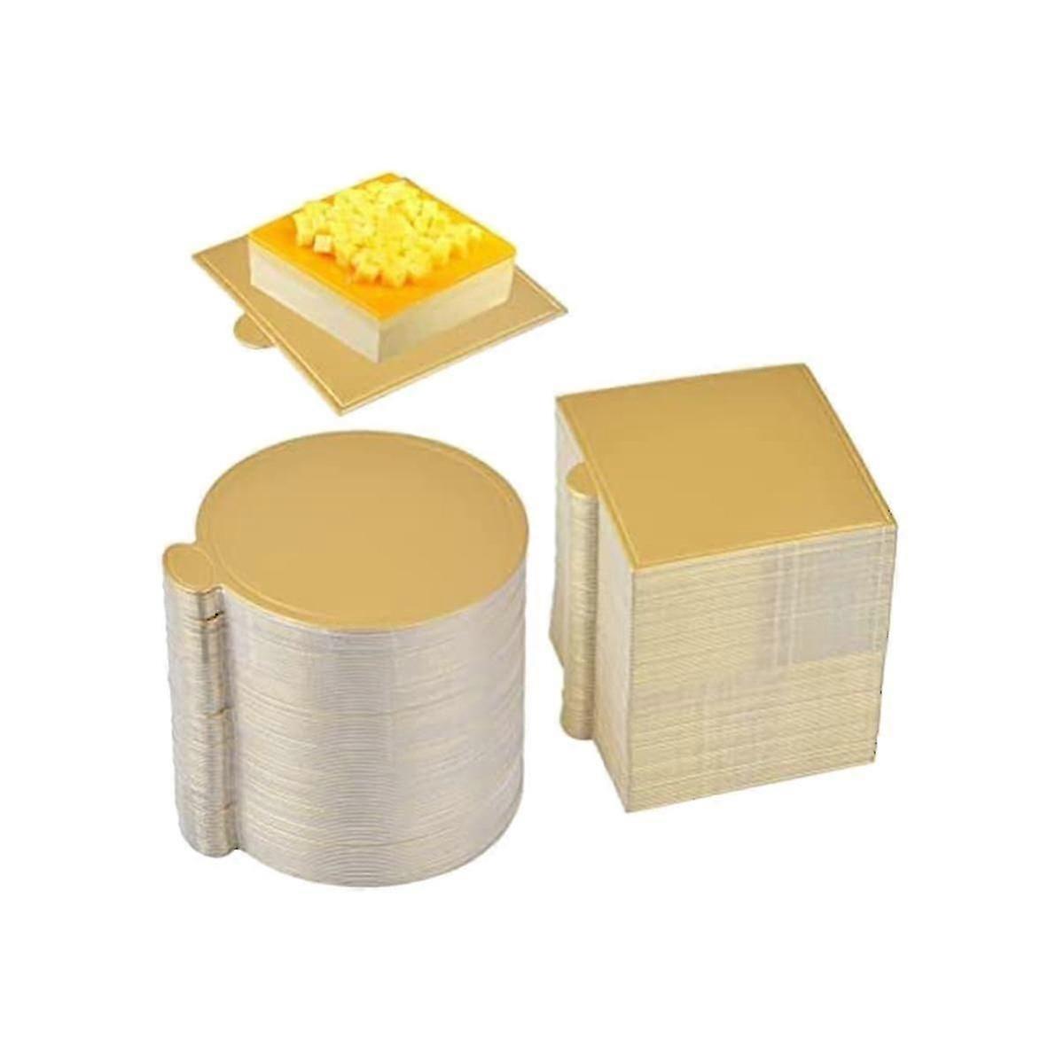 200Pc Golden Mousse Mat Bottom Foam Cake Stand Base Boards Paper Board Shape Dessert Tray Cake Deco JP