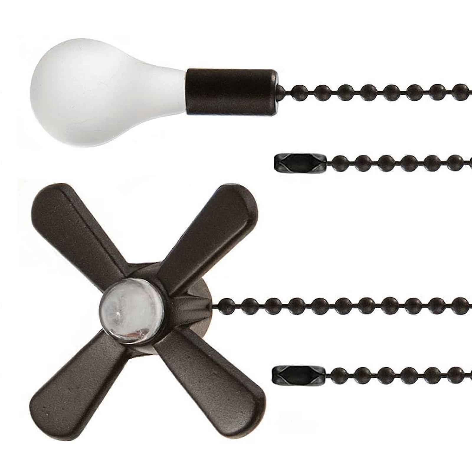 Package with 2 elegant pull chain ornaments for ceiling fans and hanging pendant ornaments, steel texture.