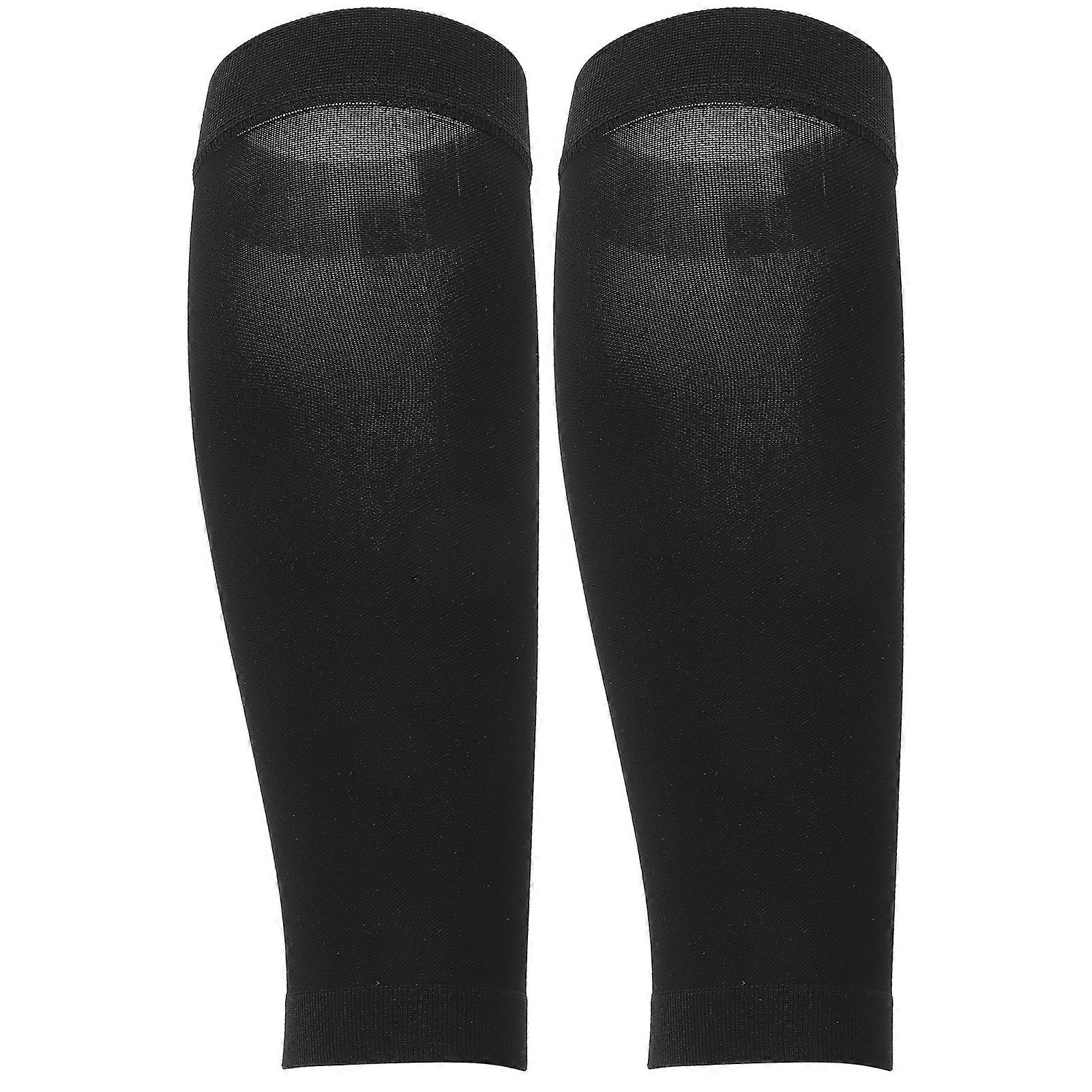 Calf Compression Sleeve Women Soft Elastic Legs Shaping Socks for Running (Black)M
