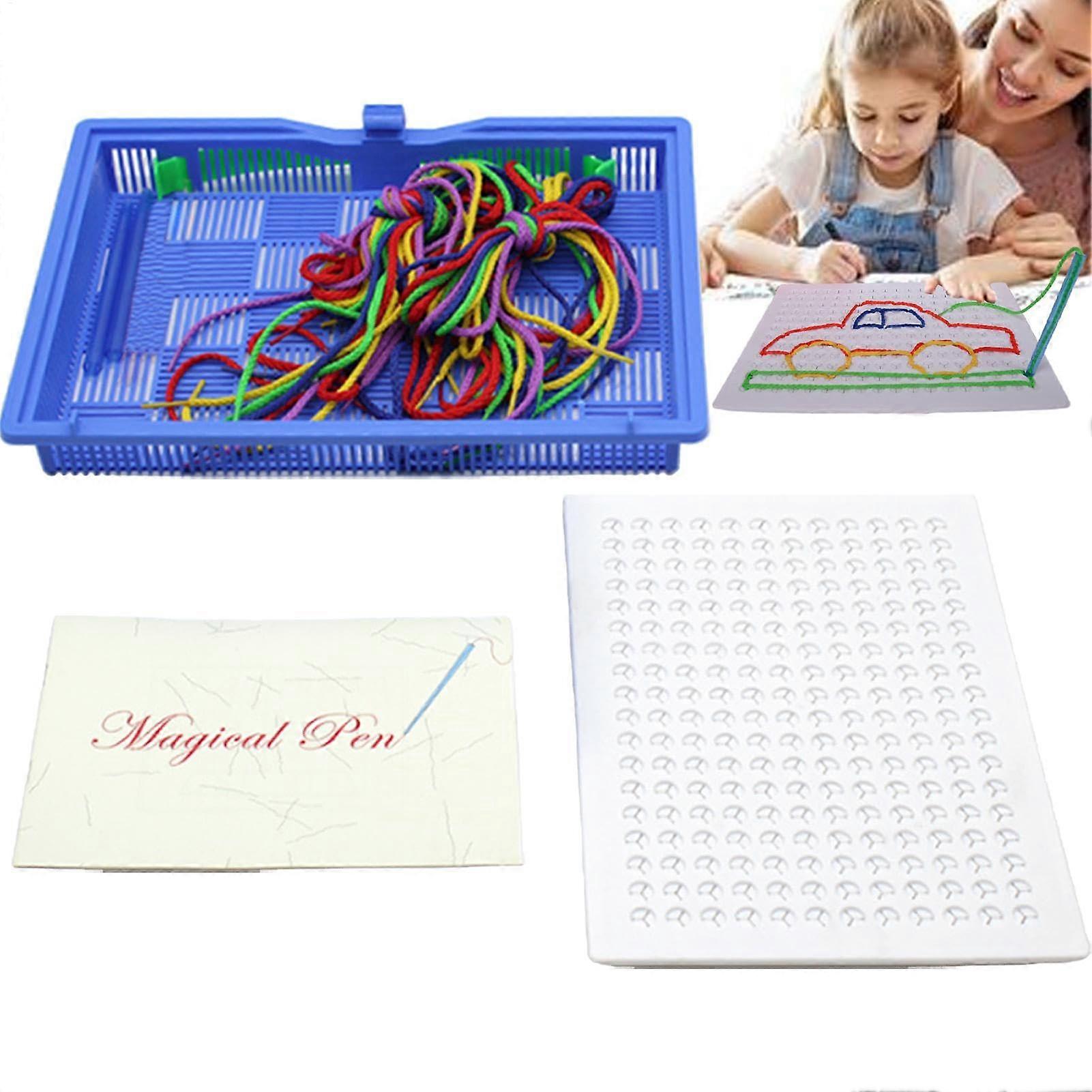 Kids Drawing Board - Educational Braided Drawing Board with Colourful Threading Patterns for Creative Play and Learning