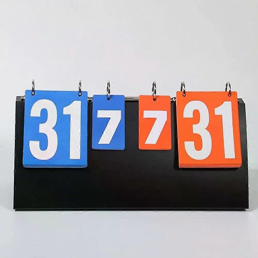 Manual Basketball Scoreboard 4-Digit Tabletop Counter Score Flipper Score Keeper Triangular Base Table Tennis Flip Cards