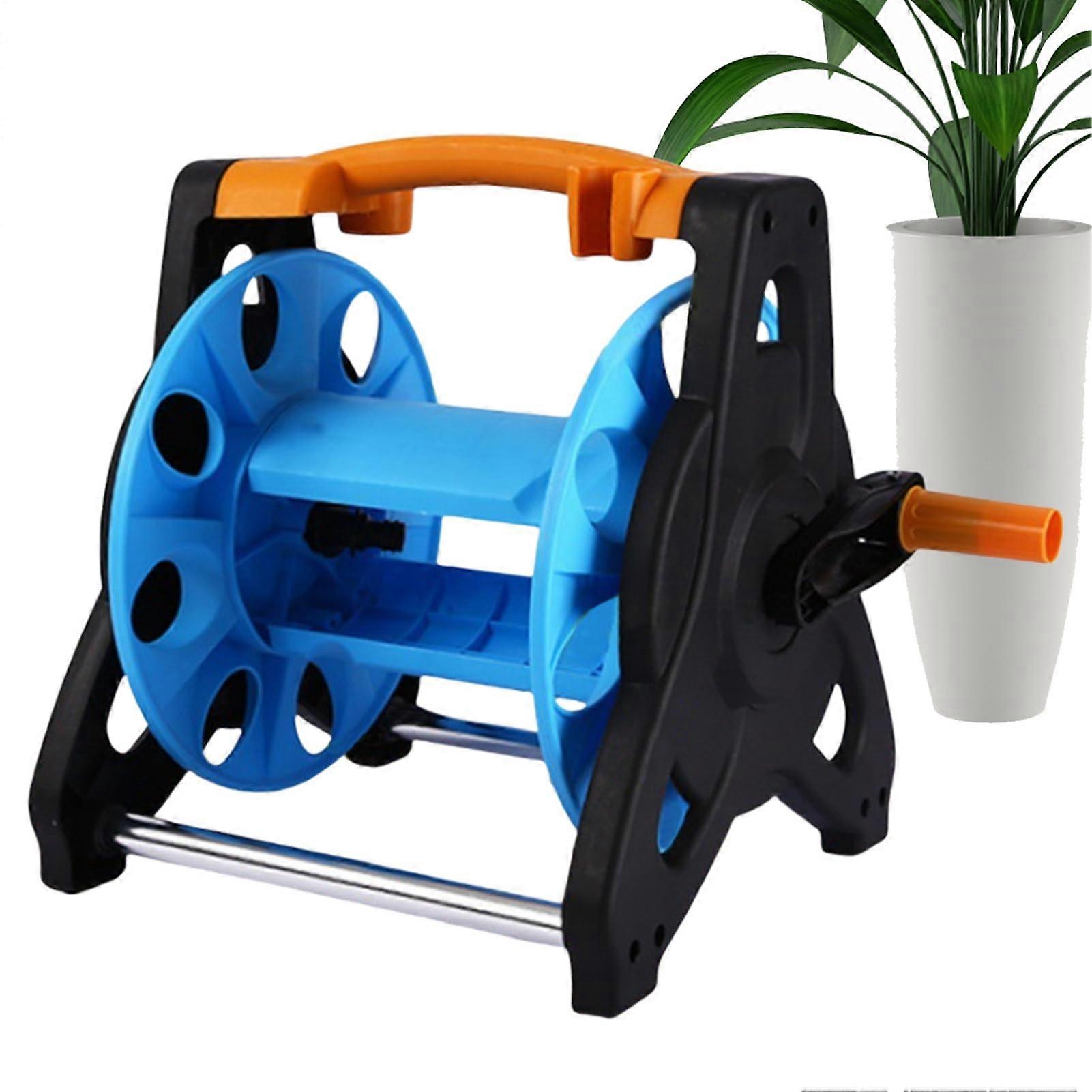 Hose reel cart Durable garden hose reel, manual crank organizer Rustresistant steel frame with smooth wheels