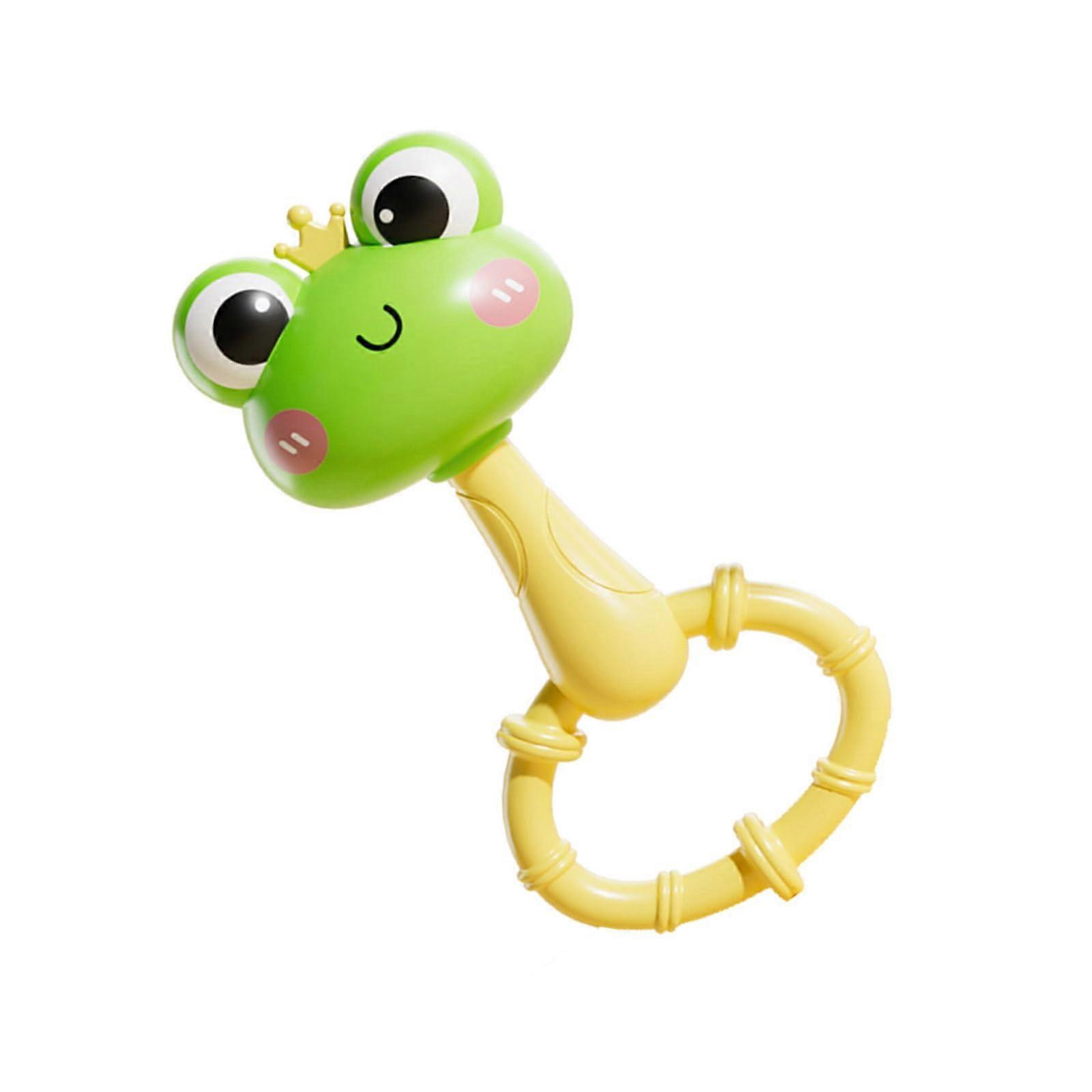 Cute Animal Design Baby Rattles Easy Grip Silicone Toy Safe ABS Shake Bells Musical Instrument for Infant Development Frog