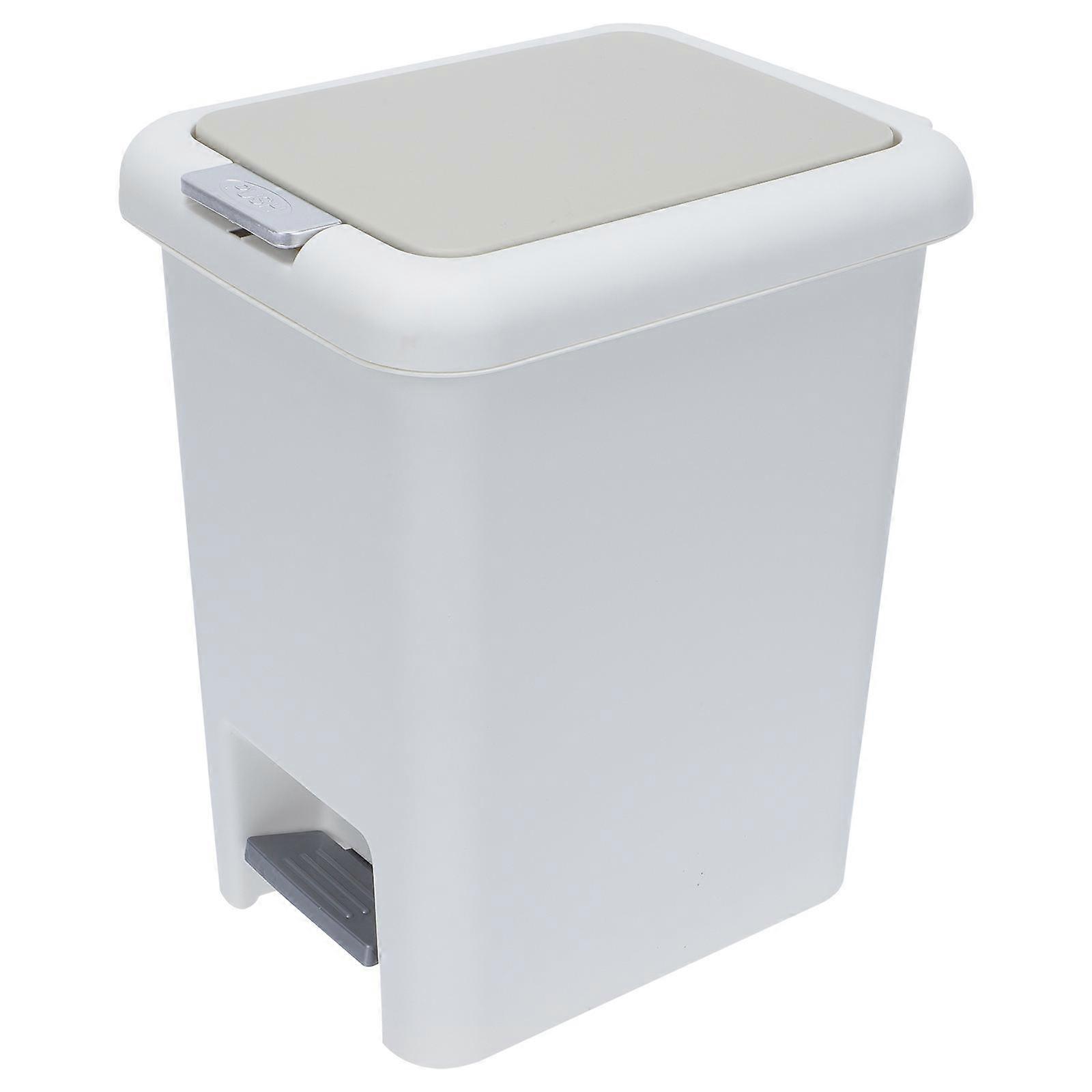 White Plastic Pedal Trash Can for Storage with Deodorant Design 1 Pc