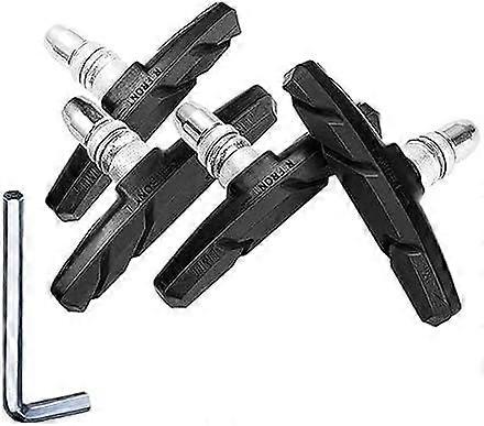 Bicycle Brake Blocks Set: 2 pairs V Bike Brake (with Hex Nuts) and an L-shaped hexagonal spanner, For installation and removal. They are great replace