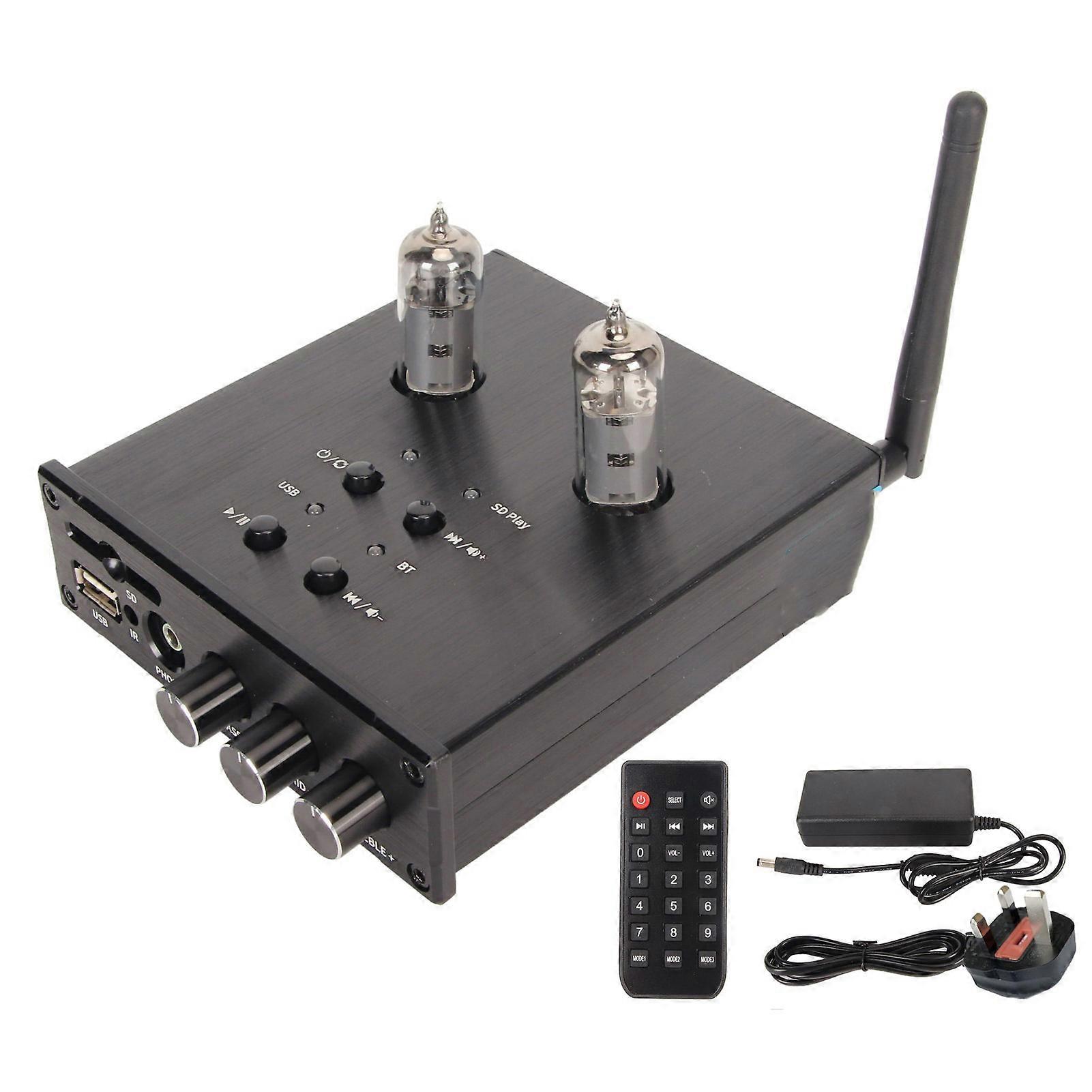 Bluetooth Tube Amplifier HiFi Stereo Receiver with Dual Input and 3.5mm Headphone Jack