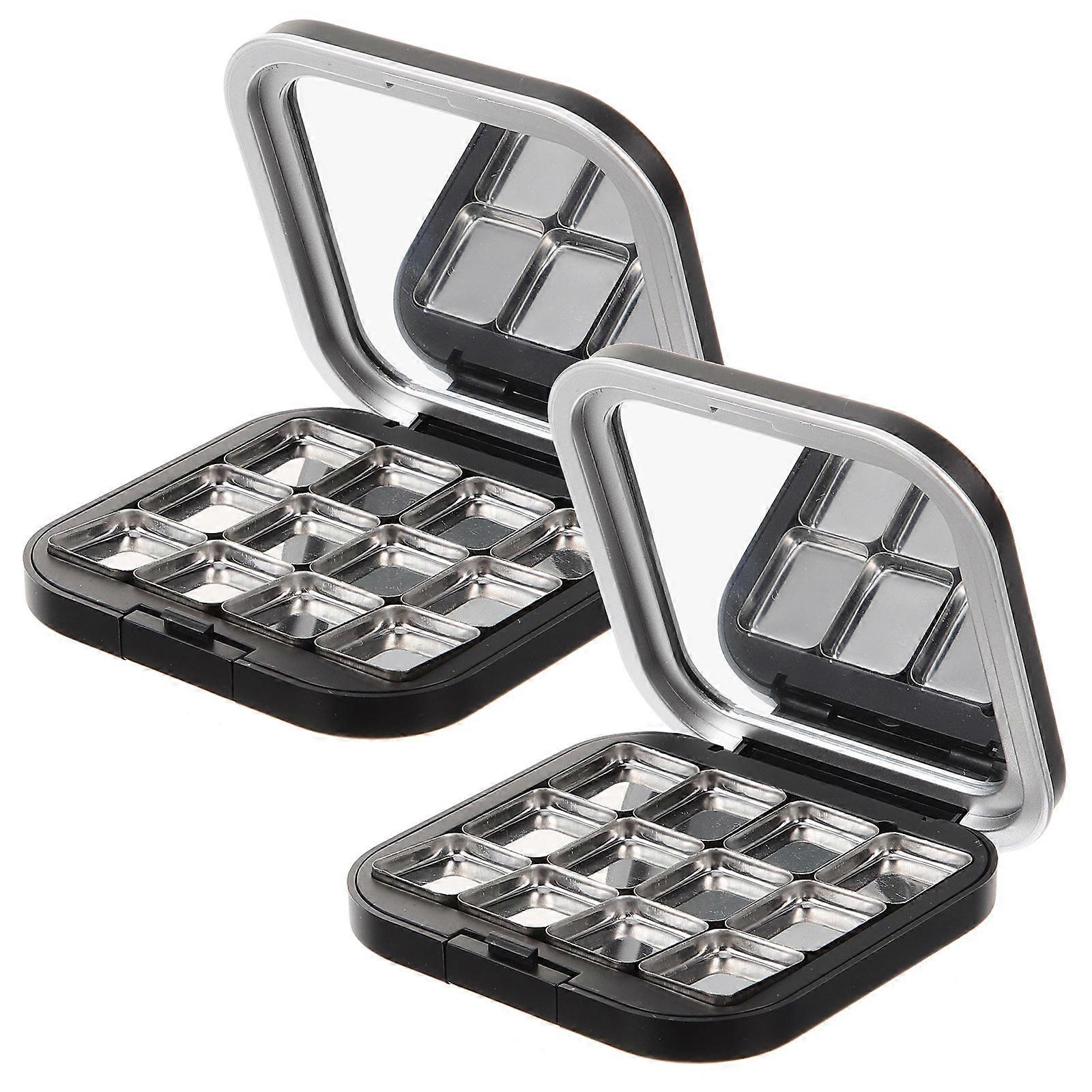 Plateau à fards à paupières avec godets, 2 pièces, noir, magnétique, pour le rangement des cosmétiques