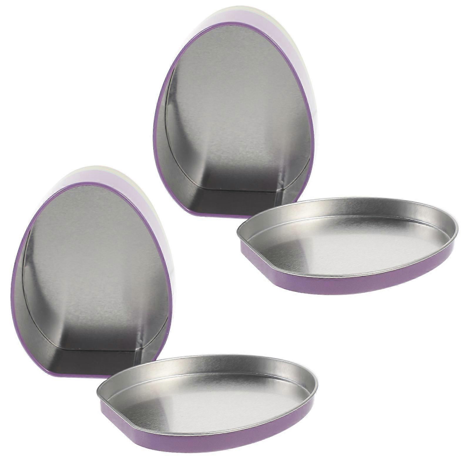 Party Candies Box Tinplate Candy Boxes Multi Color Flat Egg Shape Gift Box Easter Party Storage Case 2Pcs