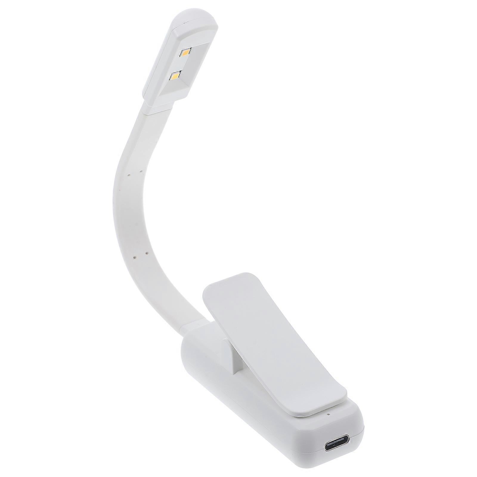 LED Book Light Plastic White Clip on Light with Adjustable Brightness for Reading