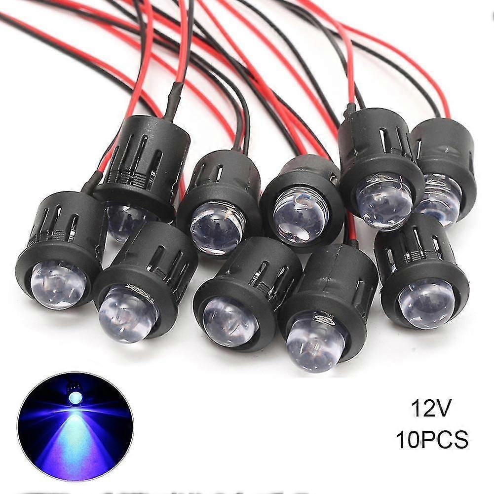 10 Pcs/Set 12V 10mm Pre-Wired Constant LED Ultra Bright Water Clear Bulb Cable 20cm Prewired Led Lamp