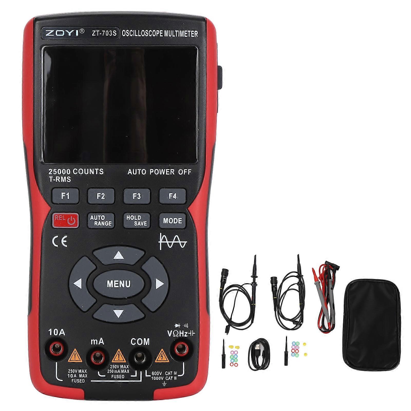 3.5in Screen Handheld Oscilloscope Multimeter High Accuracy Dual Channel 25000 Counts Oscilloscope Signal Generator