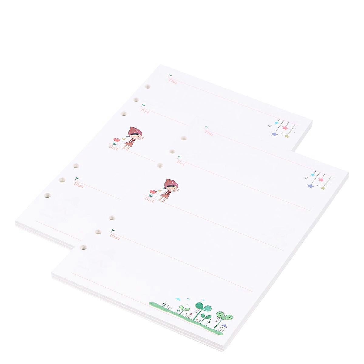 Colorful Loose Leaf Lined Paper A5 Size 6 Holes Spiral Binding Compatible Writing Drawing Filler Paper For Notebook 2Set
