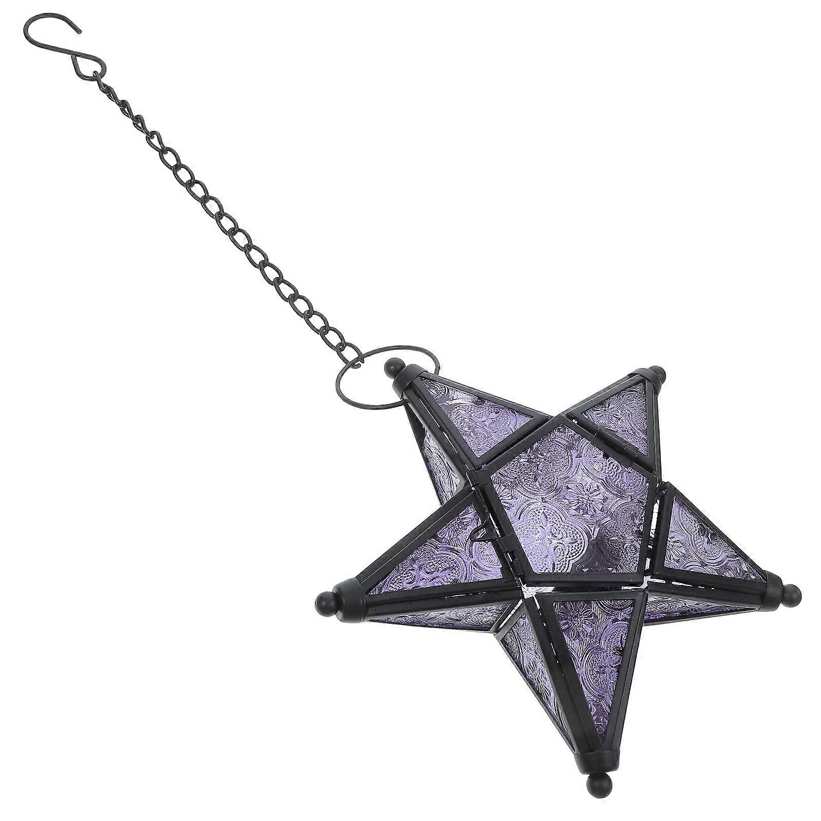 Hanging Moroccan Lamp Star Lantern Charming Glass Candle Holder For Various Occasions Homeowners 1Set