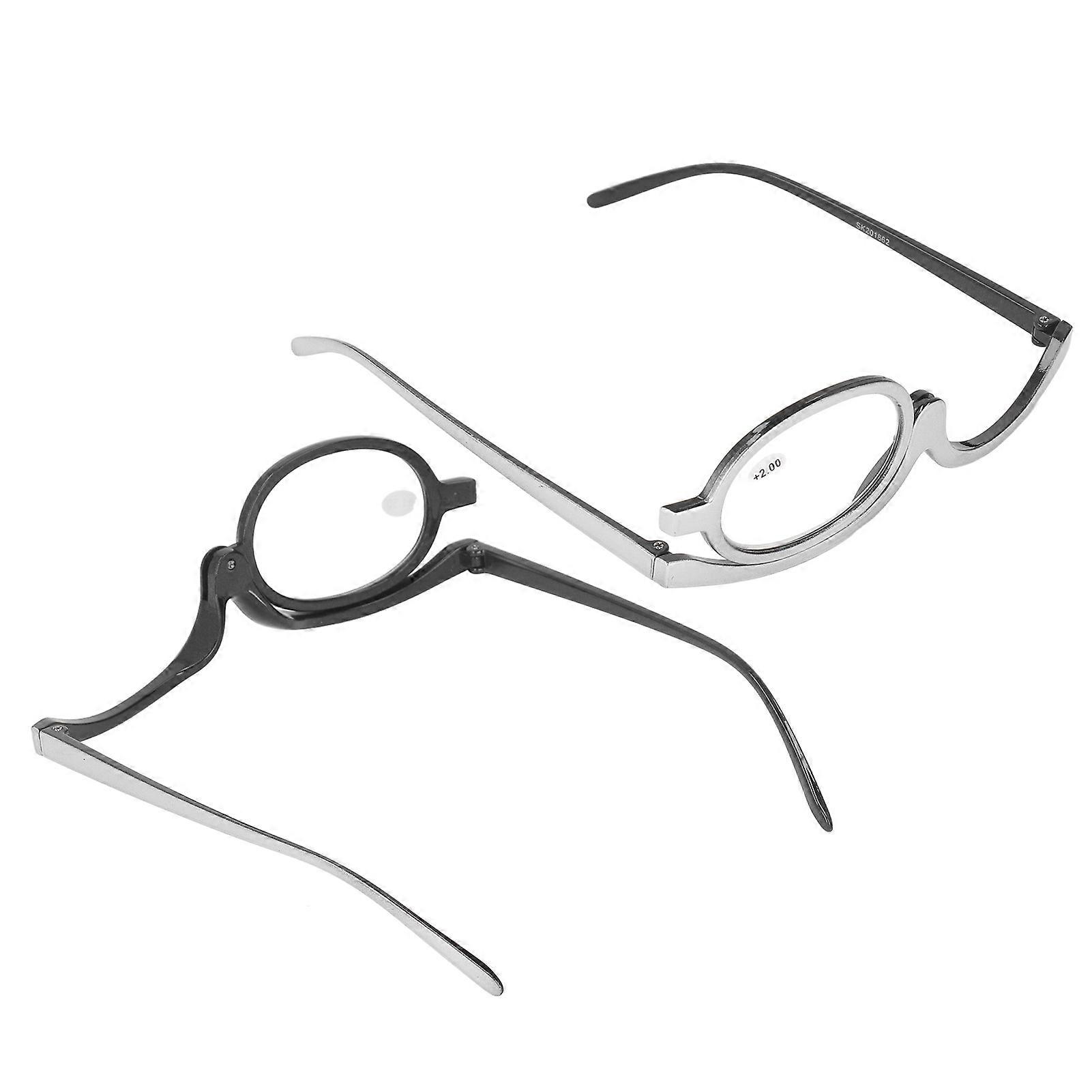 Makeup Reading Glasses Portable Magnifying Presbyopic Reading Glasses Flip Up Rotating Single Lens +2.00 