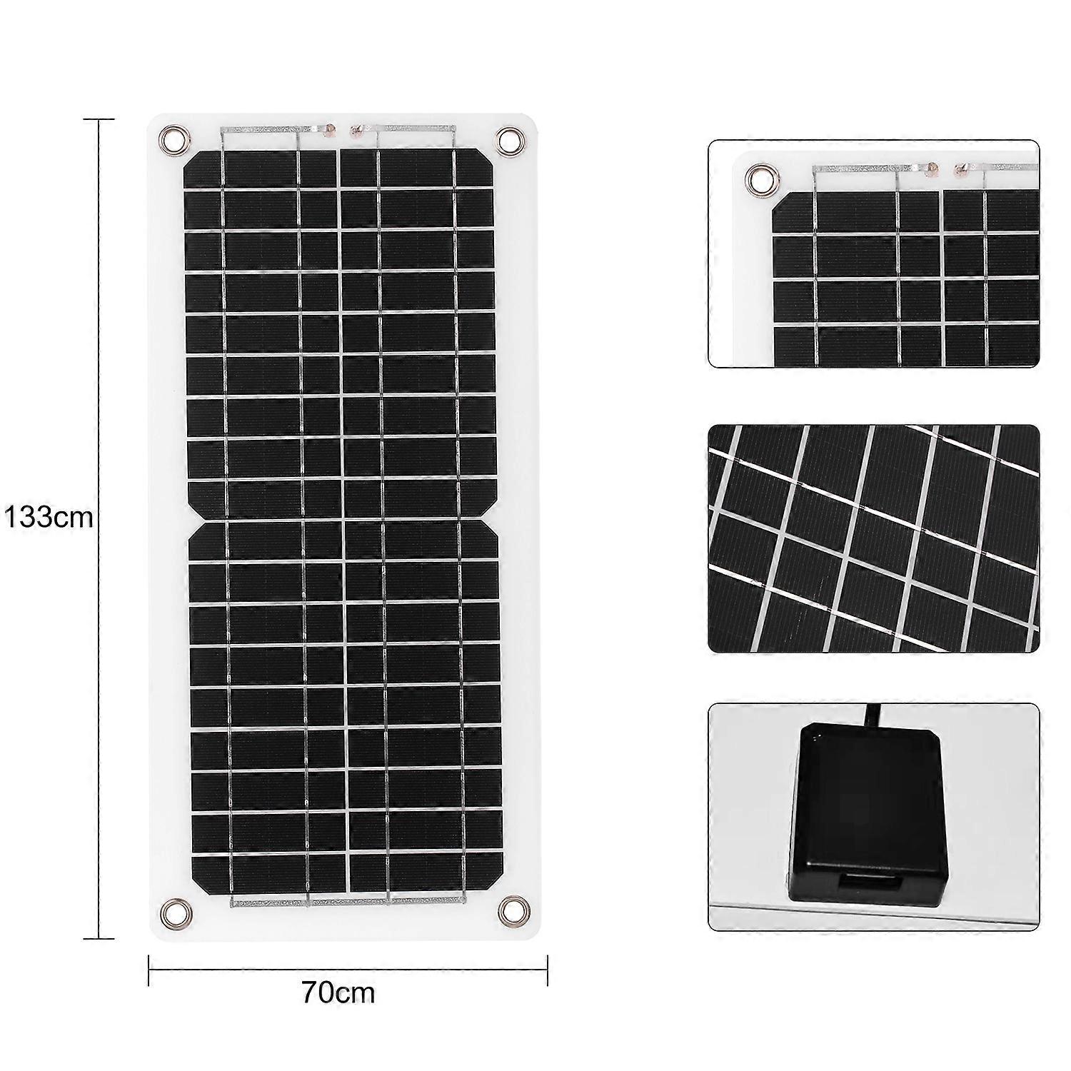 12W 12V Solar Panel Kit with Charge Controller USB Port Off Grid Monocrystalline Module with SAE Connection Cable Kits for Camping Car Boat Marine
