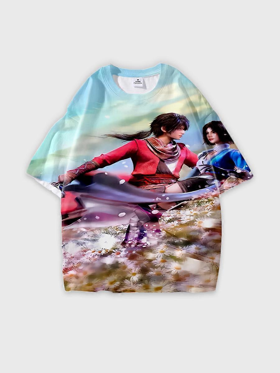 T-shirt round neck Character Pattern loose short sleeve P1447