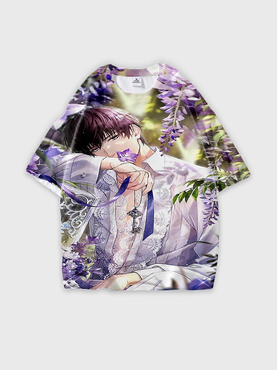 T-shirt round neck Role Pattern loose short sleeve E3405