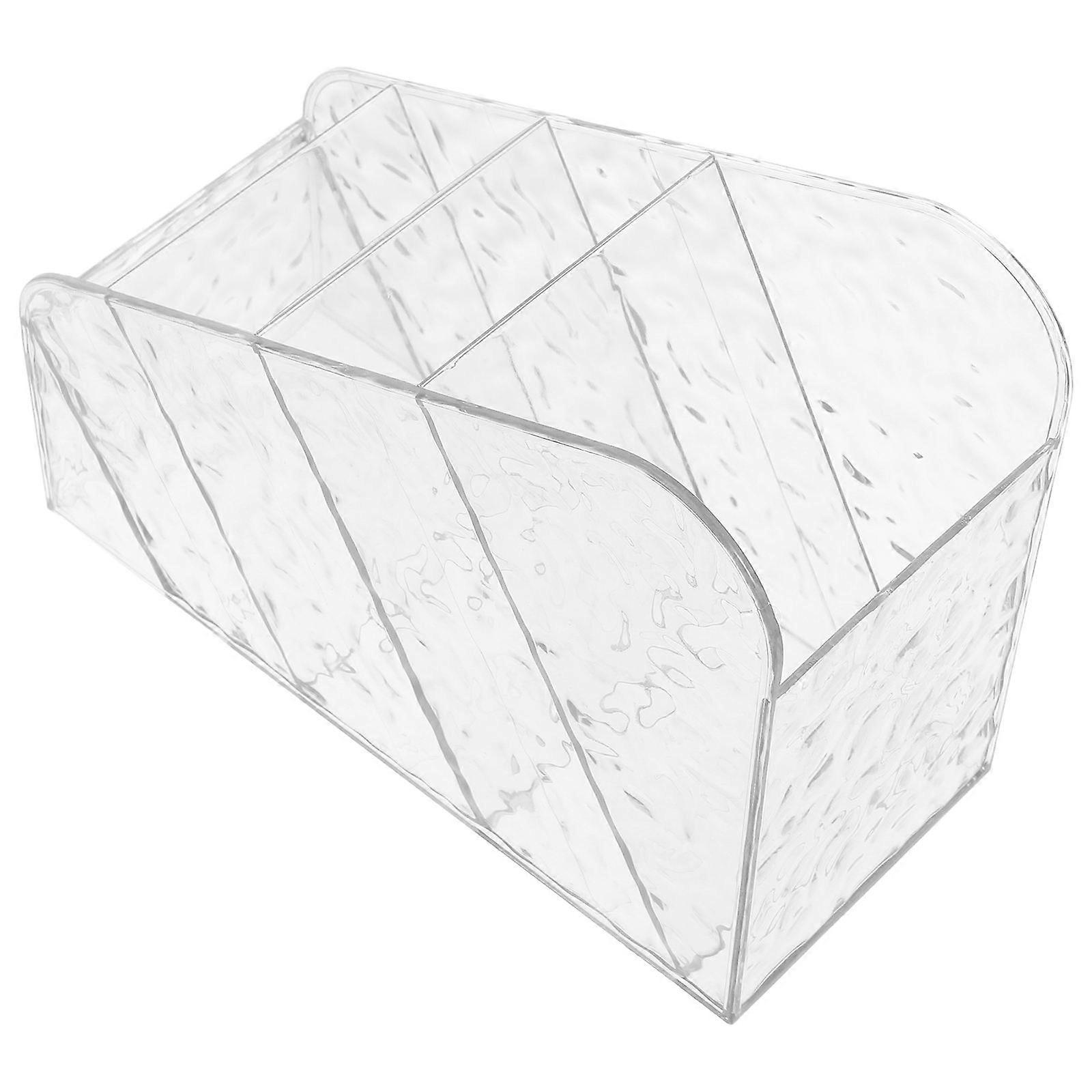 Multi Layer Transparent Pen Holder, Angled Desk Organizer for Office or School, Clear Plastic Storage Rack for Stationery, Efficient Desktop Pen