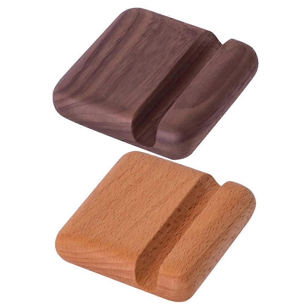 Wooden Phone Stand for Home Use Sturdy Smartphone Rack with Smooth Grooves Assorted Color 2pcs